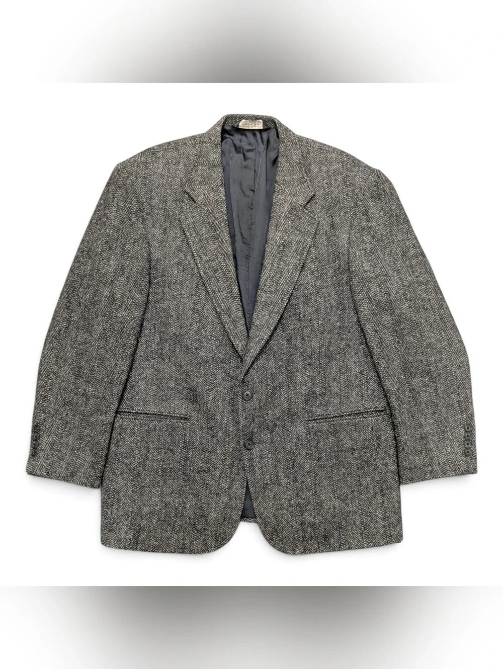 Harris Tweed Lands End Blazer Jacket Men's Size 44R Gray Herringbone Sport Coat